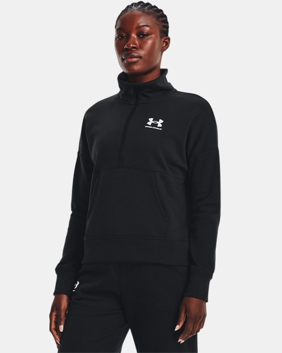 Women's UA Rival Fleece ½ Zip, Black, pdpMainDesktop image number 0